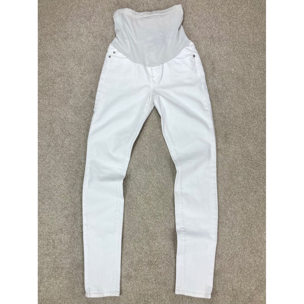 7 For All Mankind Secret Fit Belly Panel Maternity Jeans Womens 26 White Denim